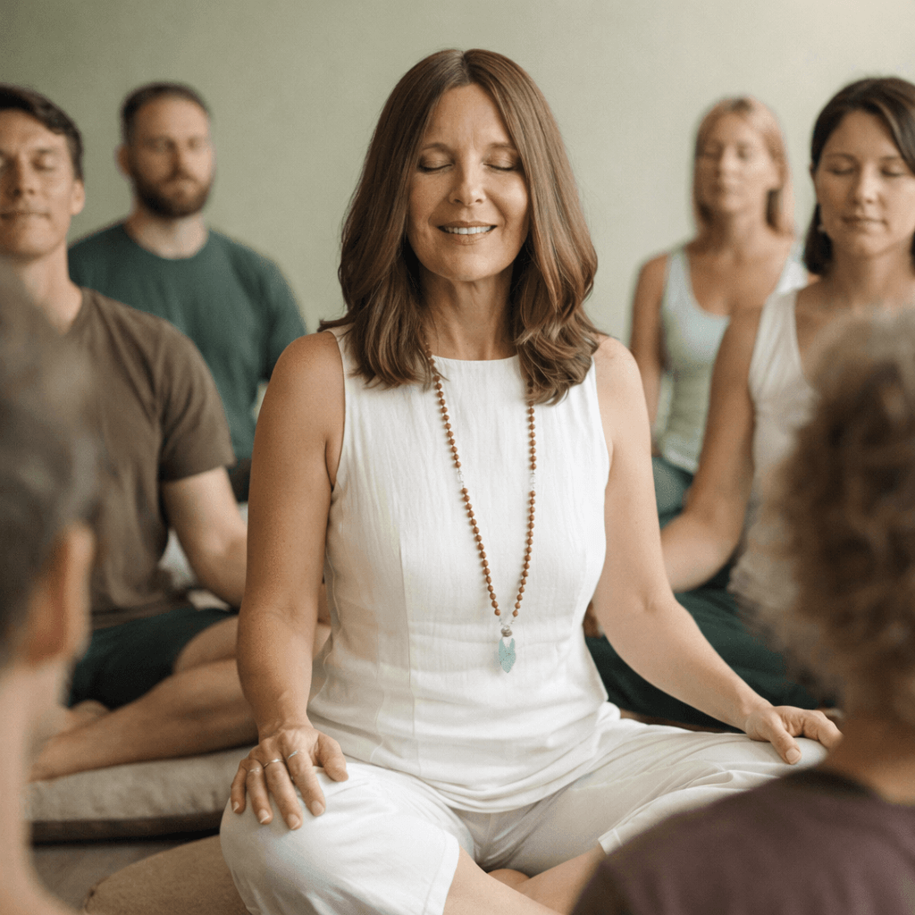 Sandra Caminada leitet eine Breathwork-Kleingruppe in entspannter Atmosphäre in Diegten.
